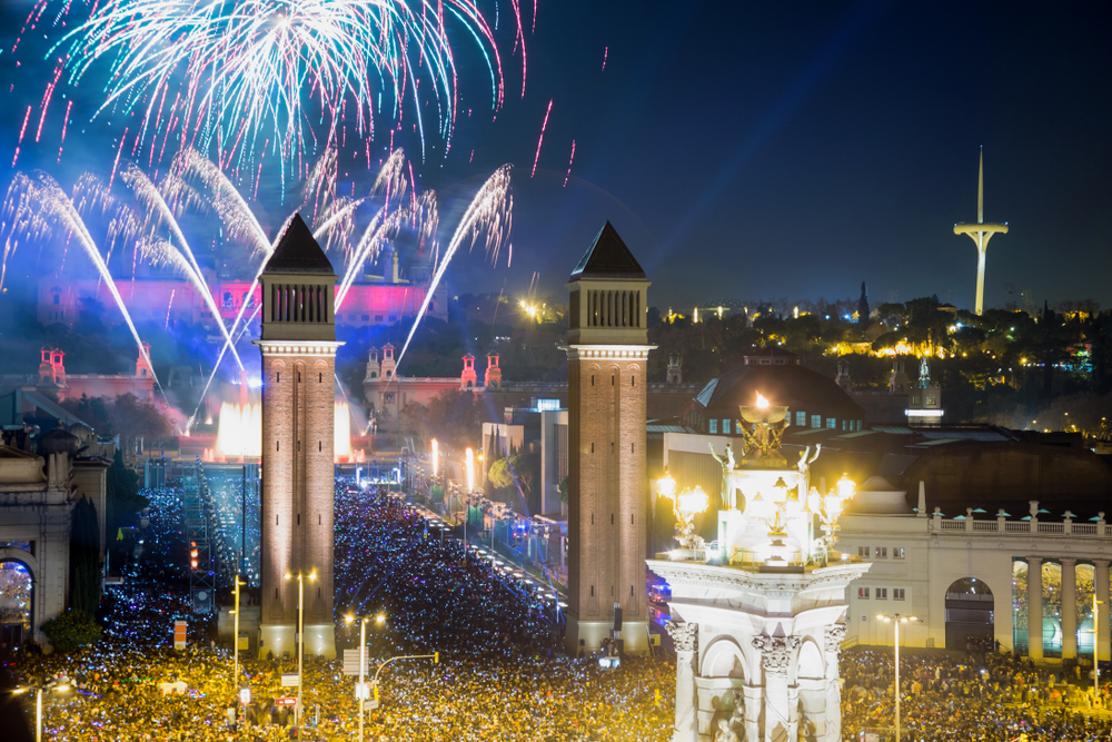 Spaanse plein Barcelona nieuwjaar